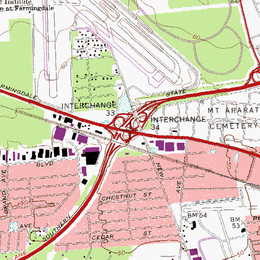 Topographic Map of Interchange 33, NY