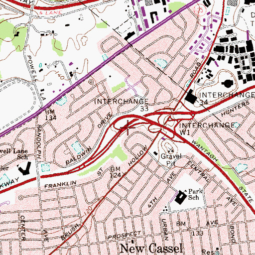 Topographic Map of Interchange 33, NY