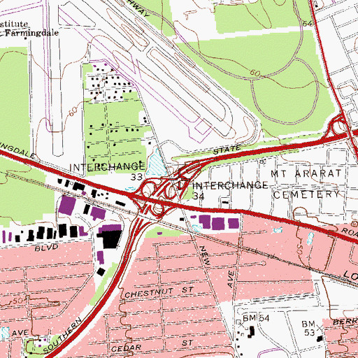 Topographic Map of Interchange 34, NY