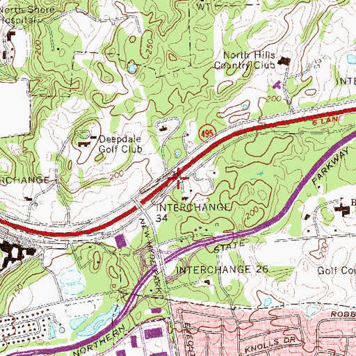 Topographic Map of Interchange 34, NY