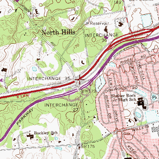 Topographic Map of Interchange 35, NY