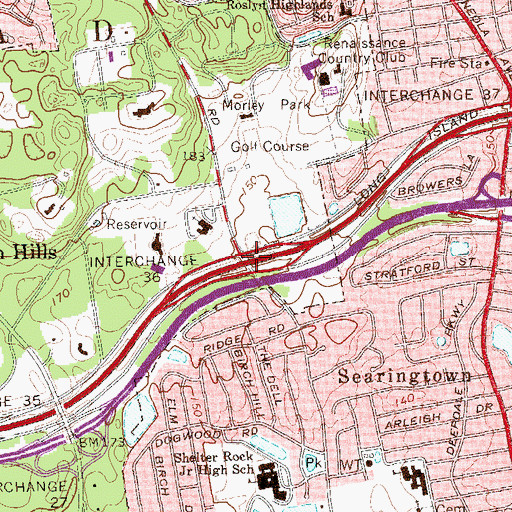 Topographic Map of Interchange 36, NY