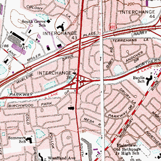 Topographic Map of Interchange 36, NY