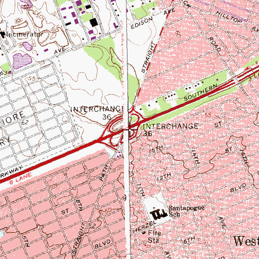 Topographic Map of Interchange 36, NY