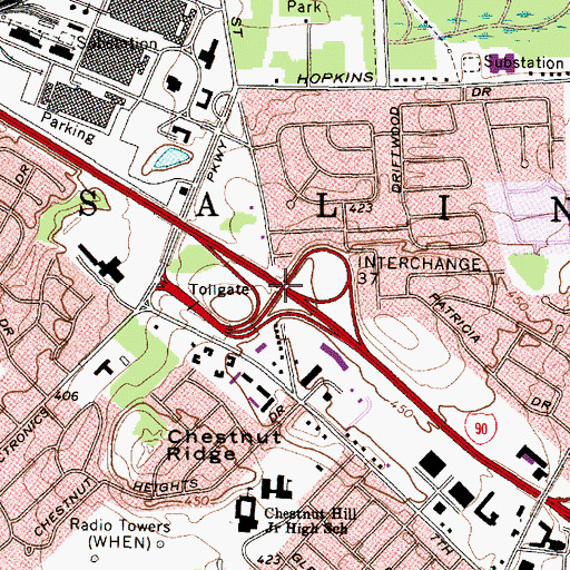 Topographic Map of Interchange 37, NY