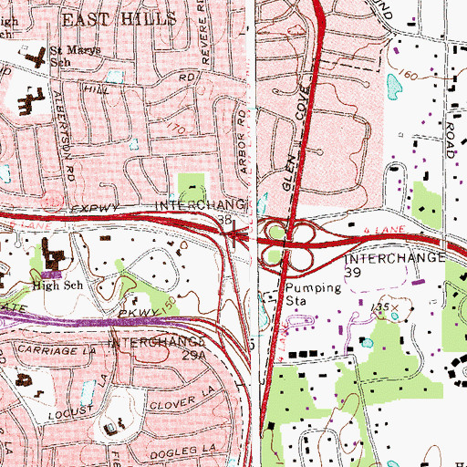 Topographic Map of Interchange 38, NY