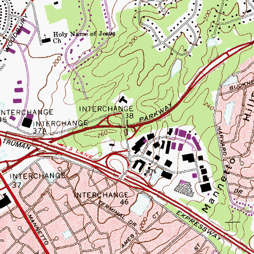 Topographic Map of Interchange 38, NY