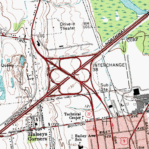 Topographic Map of Interchange 38, NY