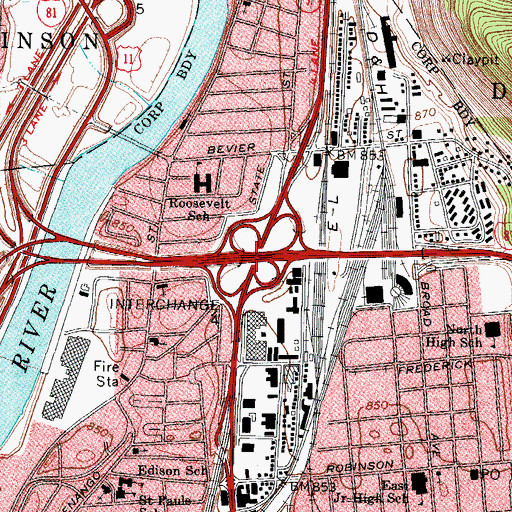 Topographic Map of Interchange 4, NY