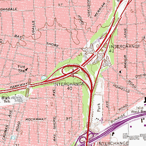 Topographic Map of Interchange 40, NY