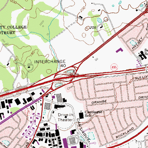Topographic Map of Interchange 40, NY
