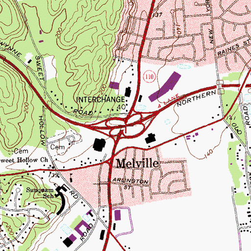Topographic Map of Interchange 40, NY