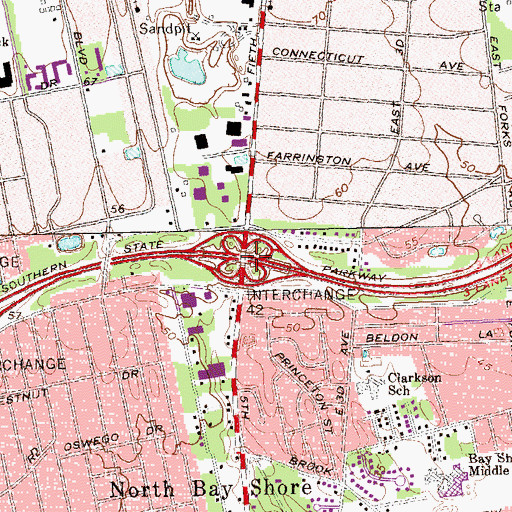Topographic Map of Interchange 42, NY