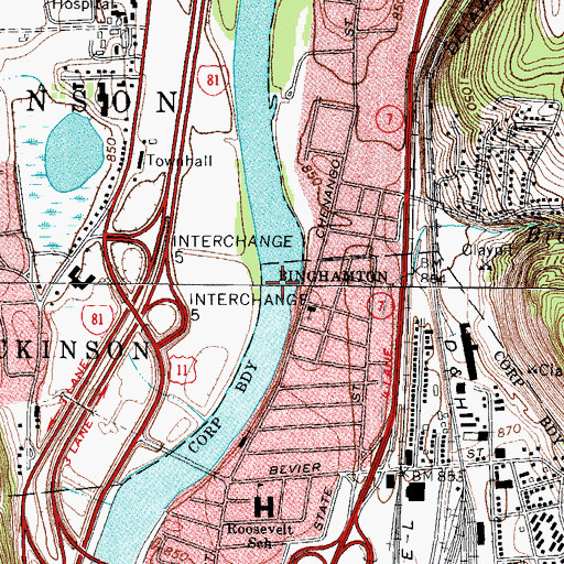 Topographic Map of Interchange 5, NY