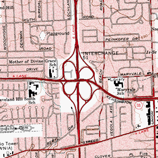 Topographic Map of Interchange 51, NY