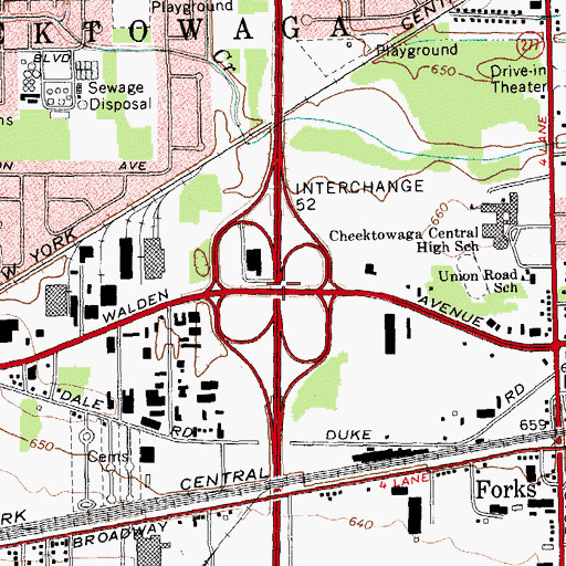 Topographic Map of Interchange 52, NY