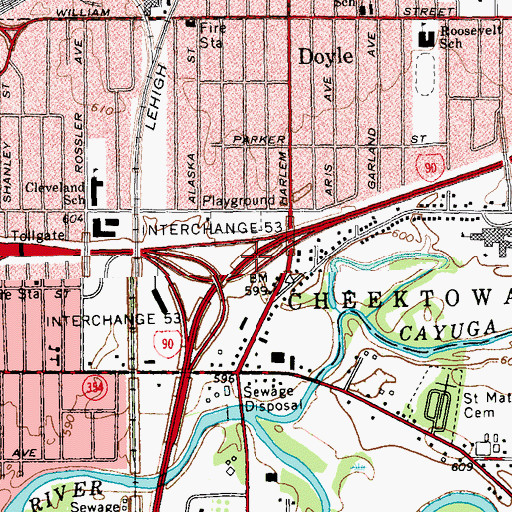Topographic Map of Interchange 53, NY