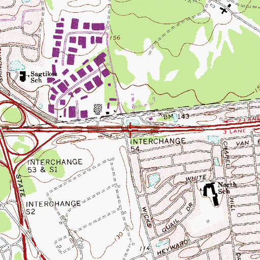 Topographic Map of Interchange 54, NY