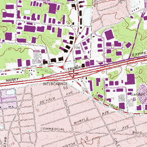 Topographic Map of Interchange 55, NY