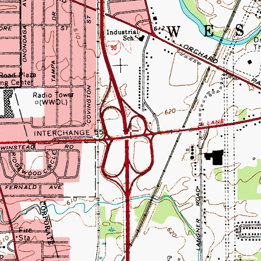 Topographic Map of Interchange 55, NY