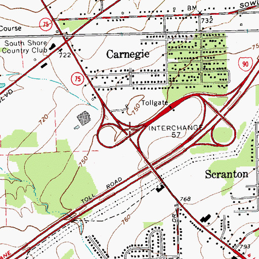 Topographic Map of Interchange 57, NY