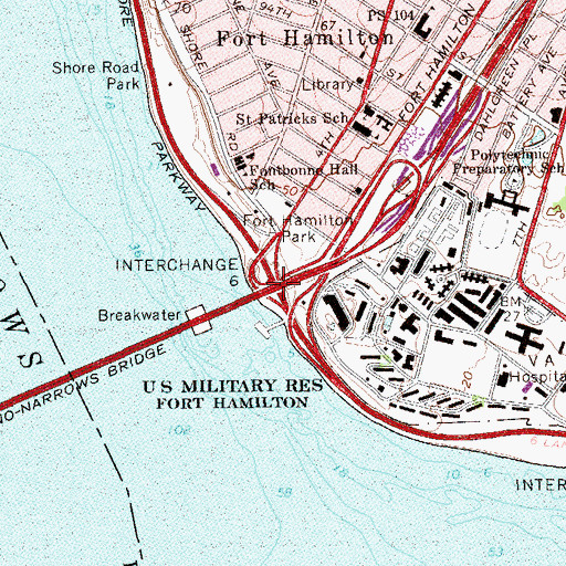 Topographic Map of Interchange 6, NY