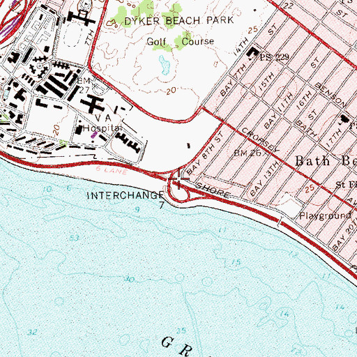 Topographic Map of Interchange 7, NY