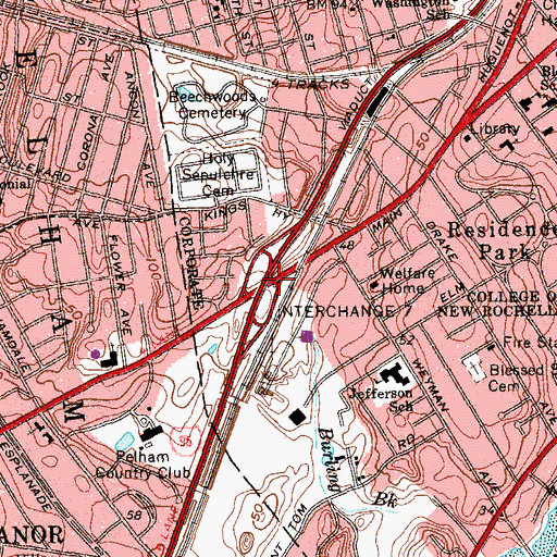 Topographic Map of Interchange 7, NY