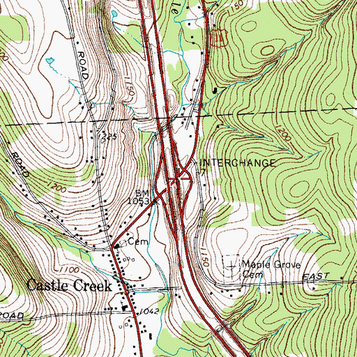 Topographic Map of Interchange 7, NY