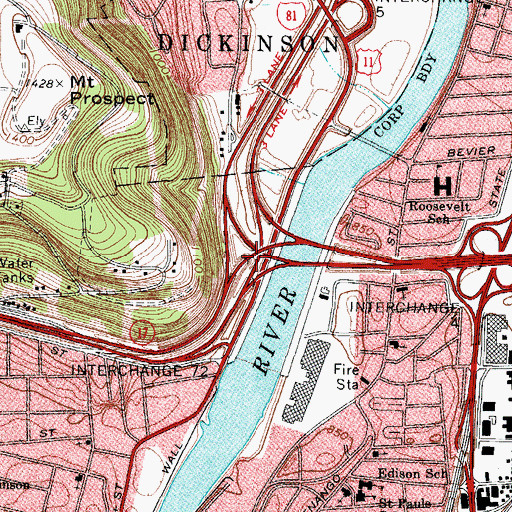 Topographic Map of Interchange 72, NY