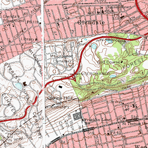 Topographic Map of Interchange 8, NY
