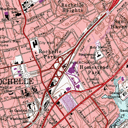 Topographic Map of Interchange 8, NY