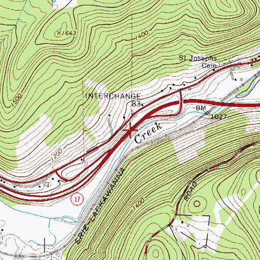 Topographic Map of Interchange 83, NY