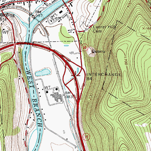 Topographic Map of Interchange 84, NY