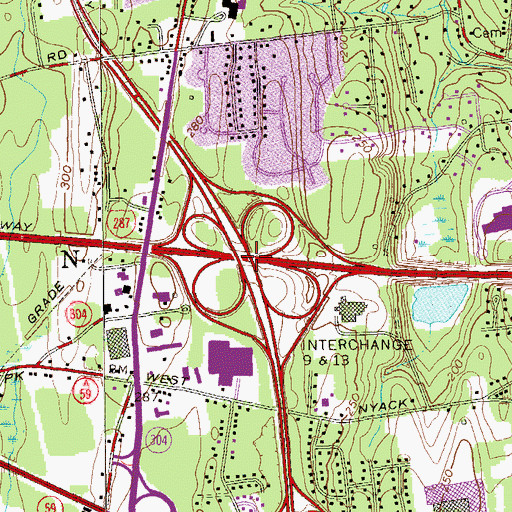 Topographic Map of Interchange 9, NY