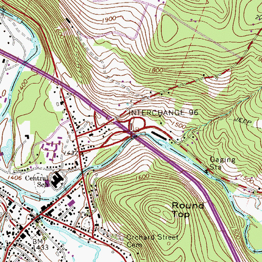 Topographic Map of Interchange 96, NY