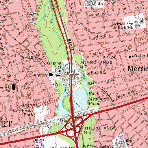 Topographic Map of Interchange M 7, NY