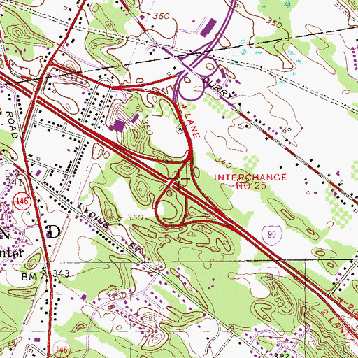 Topographic Map of Interchange Number 25, NY