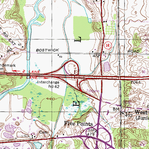 Topographic Map of Interchange Number 42, NY