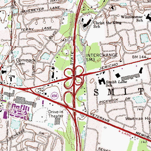 Topographic Map of Interchange SM3, NY