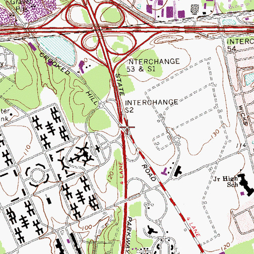 Topographic Map of Interchange S2, NY