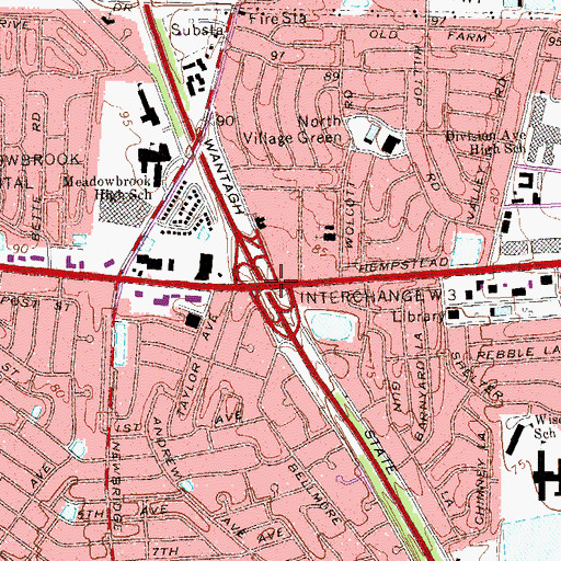 Topographic Map of Interchange W 3, NY