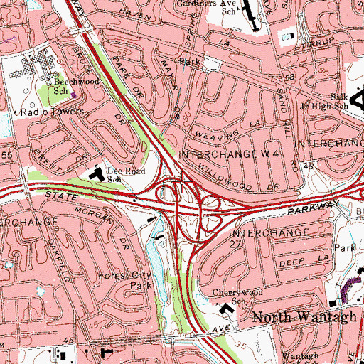 Topographic Map of Interchange W 4, NY