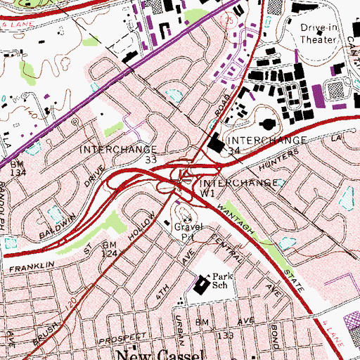 Topographic Map of Interchange W1, NY