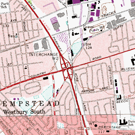 Topographic Map of Interchange W2, NY