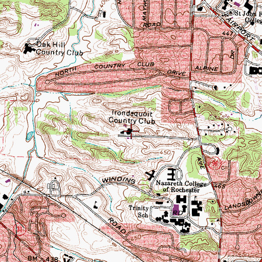 Topographic Map of Irondequoit Country Club, NY