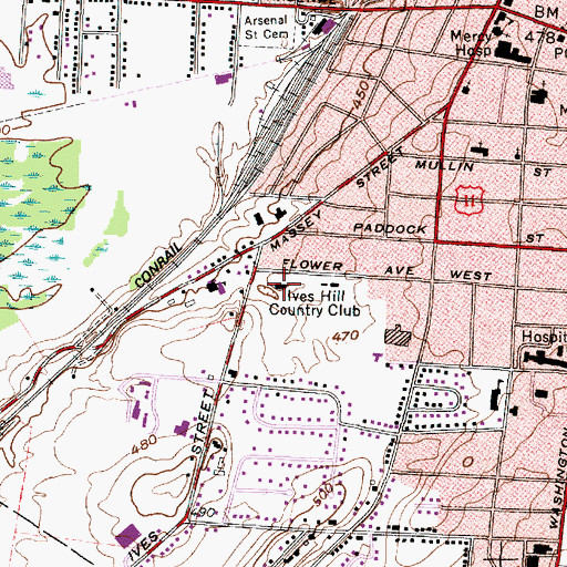 Topographic Map of Ives Hill Country Club, NY
