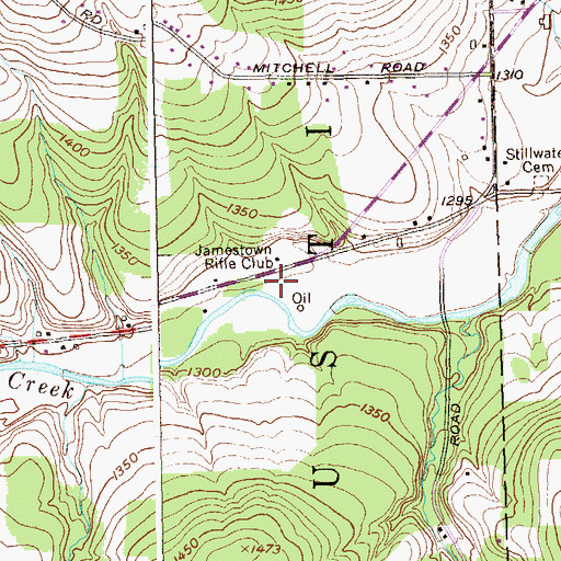 Topographic Map of Jamestown Rifle Club, NY