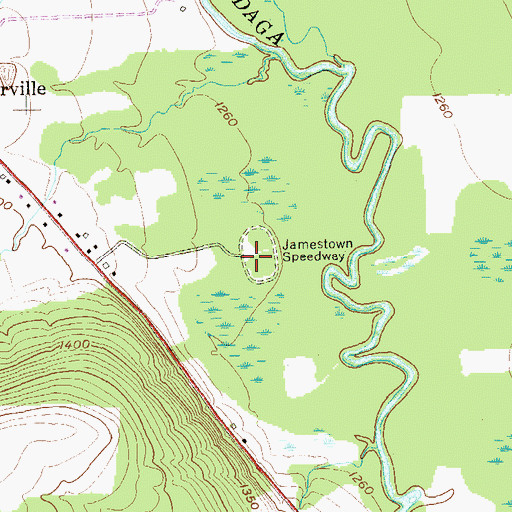 Topographic Map of Jamestown Speedway, NY