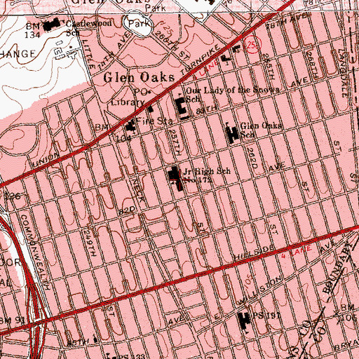 Topographic Map of Middle School 172, NY